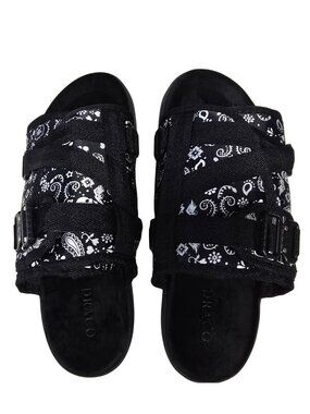 DRACO Slides Mens Shoes Size 12, 12.5, 13, 13.5 Black Sandals Bandana + Bag NEW